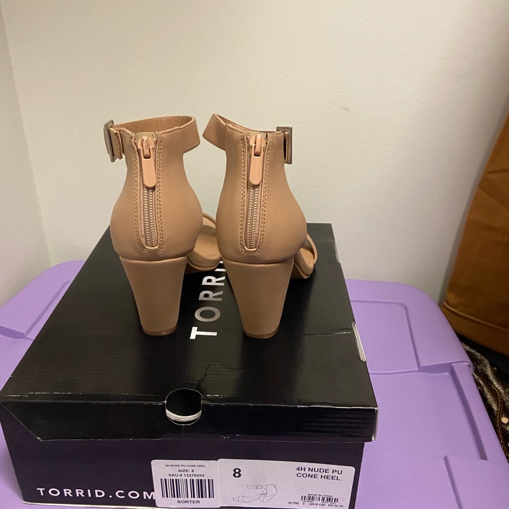 Beige Faux Leather Cone Heel (WW)